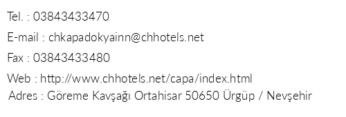 C&h Hotels Kapadokya nn Hotel telefon numaralar, faks, e-mail, posta adresi ve iletiim bilgileri